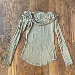 Free People olive green off the shoulder top